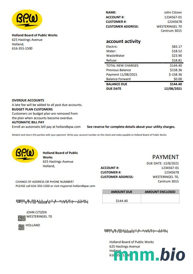 Niderlandzki szablon rachunku za media BPW w formacie Word i PDF